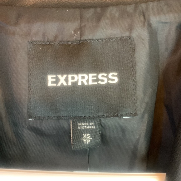 NWT Express size XS VEGAN LEATHER single button black jacket / blazer - Picture 6 of 14